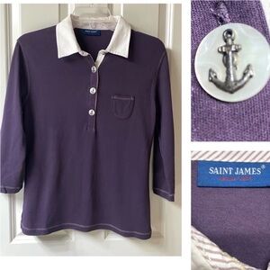 Saint James Nautical Polo White Collar